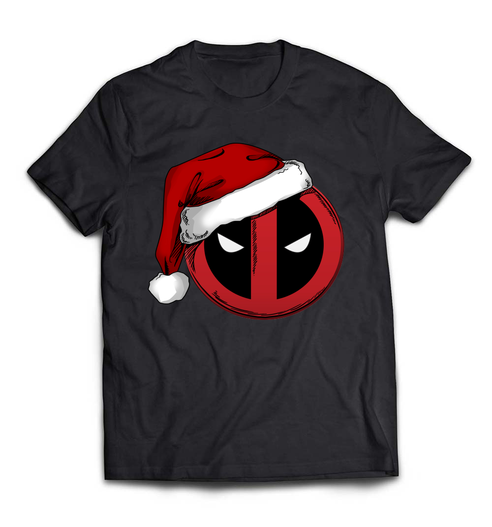 “Marvel Deadpool Icon Santa Hat Christmas Graphic T-Shirt”